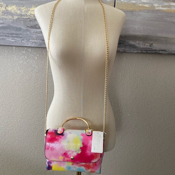 NWT Tie Dye Vegan Crossbody Satchel - Picture 3 of 8